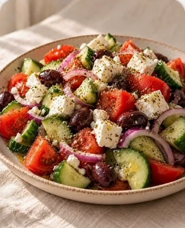 A fresh Greek salad from the app's menu.